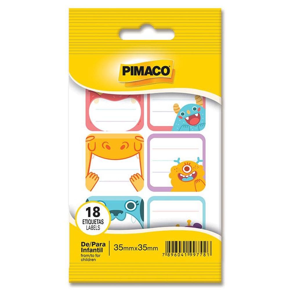 Etiqueta Infantil de / para 18 Unidades Pimaco 35x35mm
