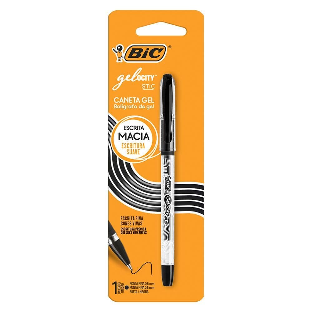 Caneta gel Gelocity Stic 0.5mm Preta - Bic