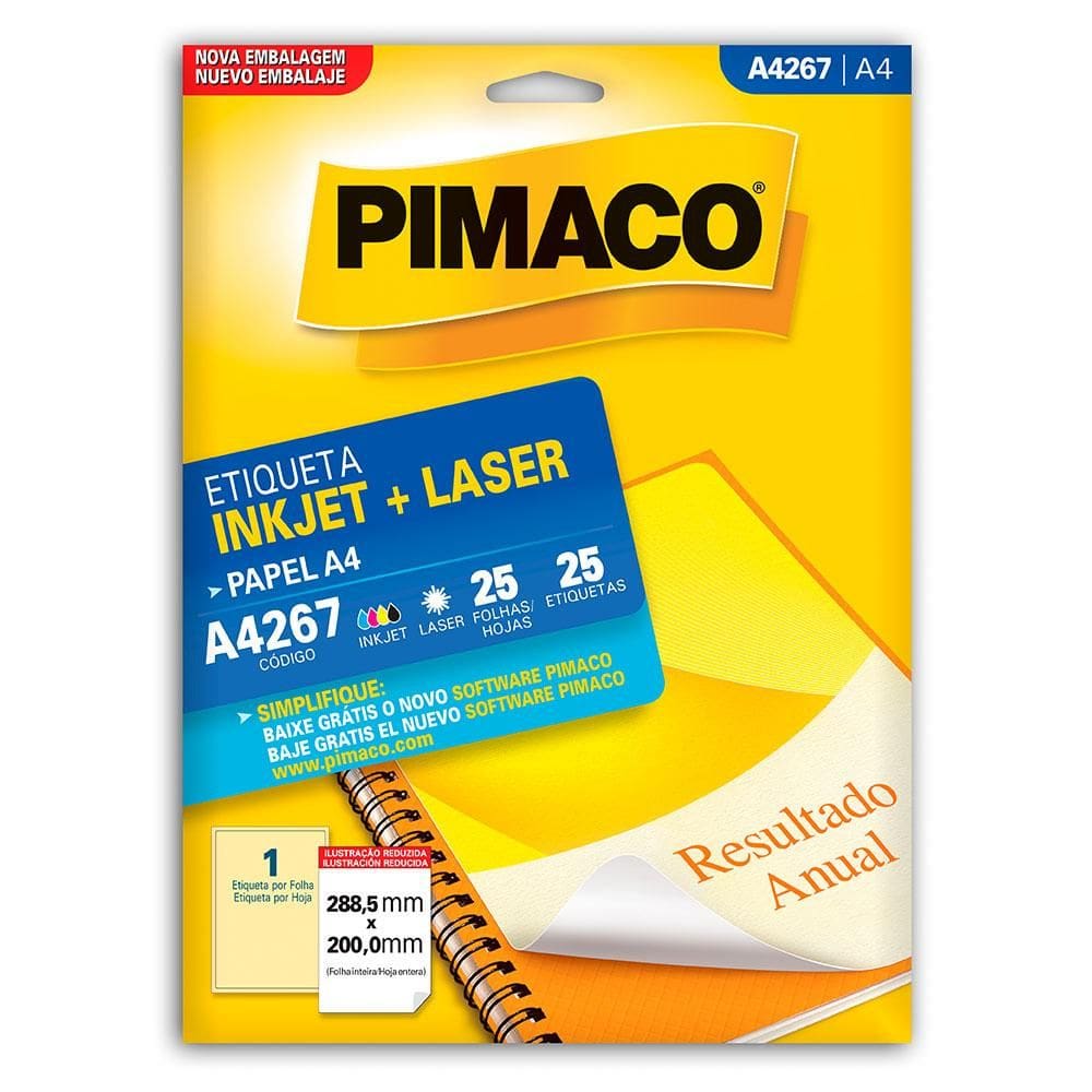 Etiqueta inkjet/laser A4267 com 25 folhas - Pimaco