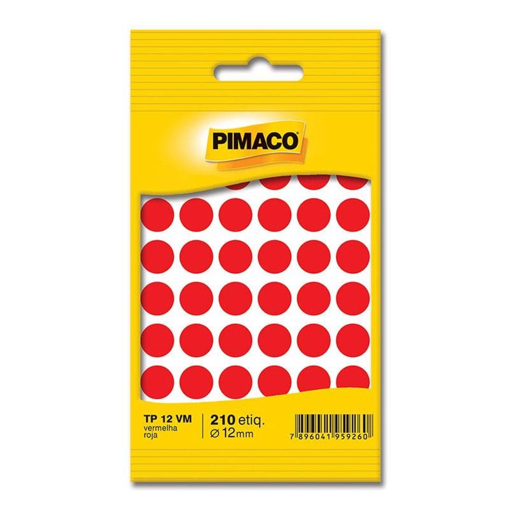 Etiqueta adesiva TP12 vermelha Pimaco