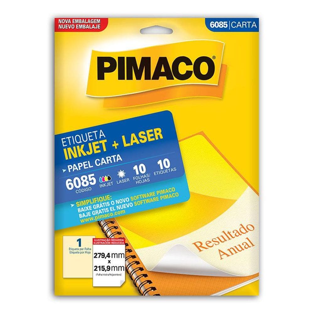 Etiqueta inkjet/laser carta 6085 c/ 10 fls Pimaco