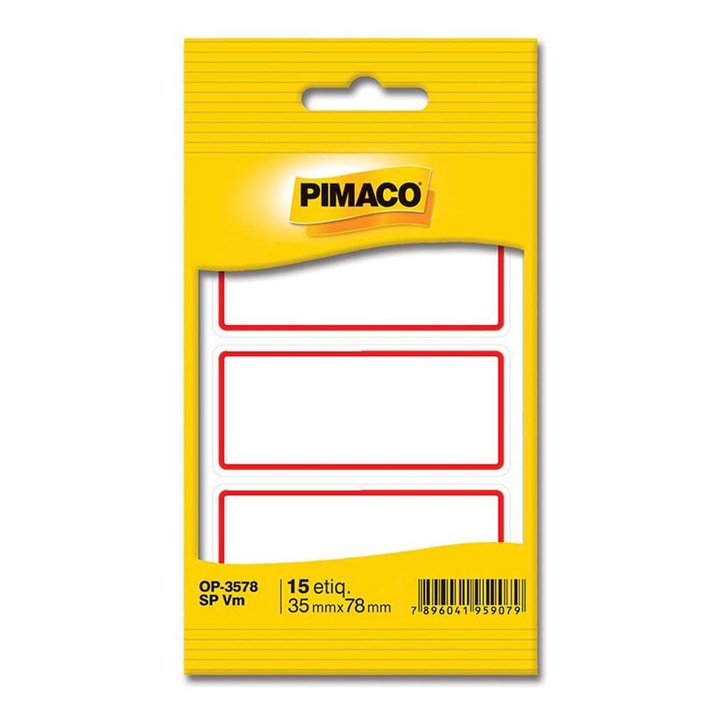 Etiqueta escolar sem pauta e tarja OP3578 15 unid Pimaco