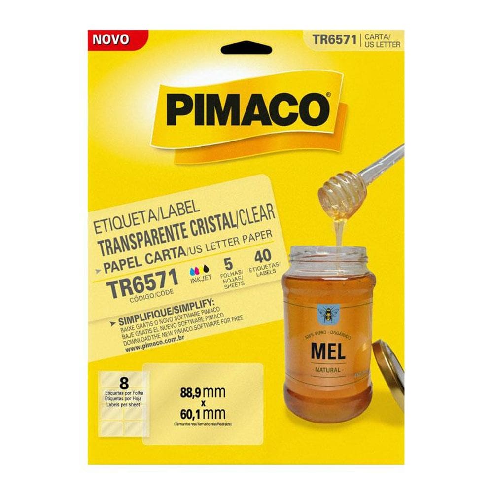 Etiqueta Cristal A5TR com 3 unidades - Pimaco