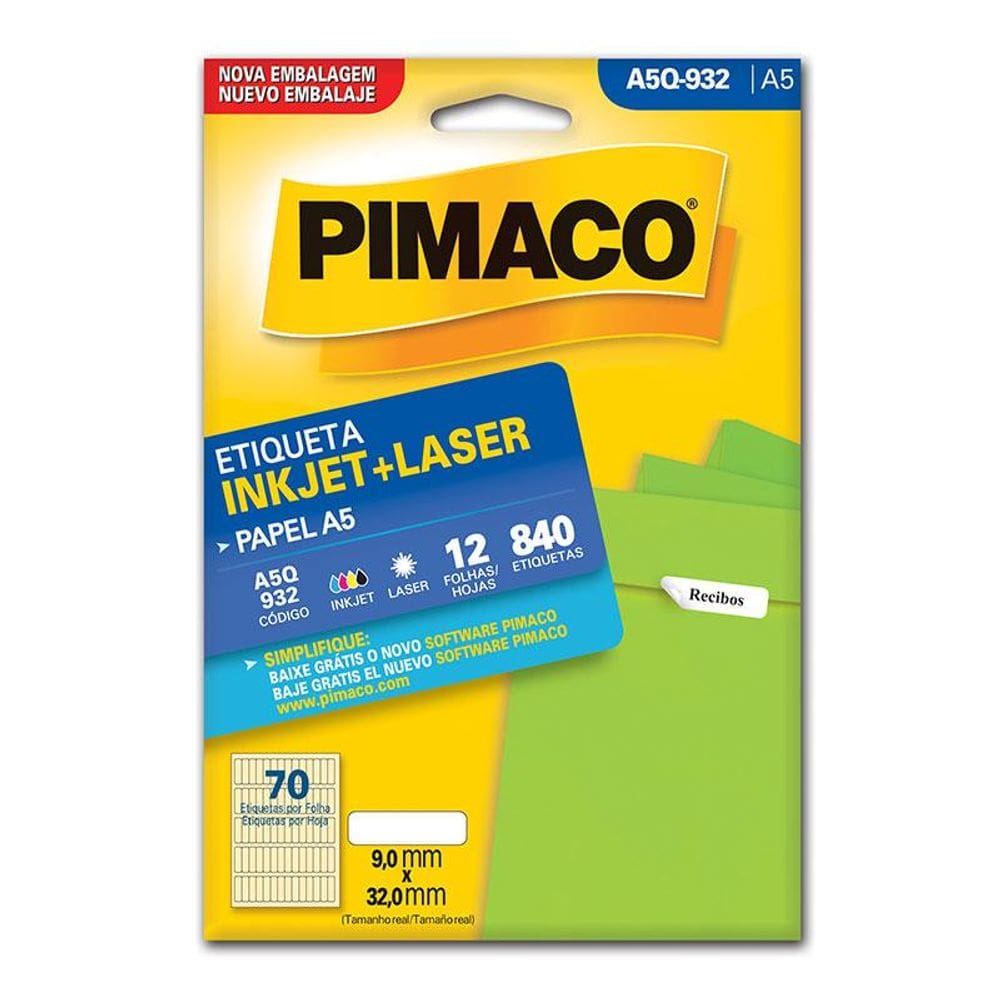 Etiqueta inkjet/laser A5Q932 c/ 12 fls Pimaco