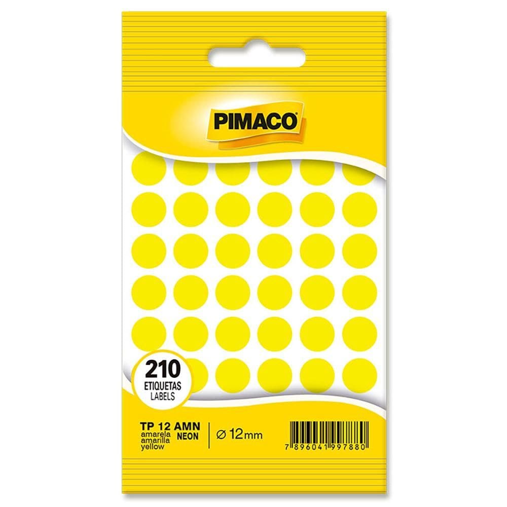 Etiqueta adesiva TP12 amarelo neon Pimaco
