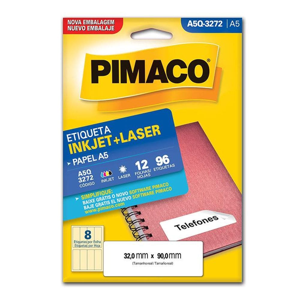 Etiqueta inkjet/laser A5Q3272 c/ 12 fls Pimaco