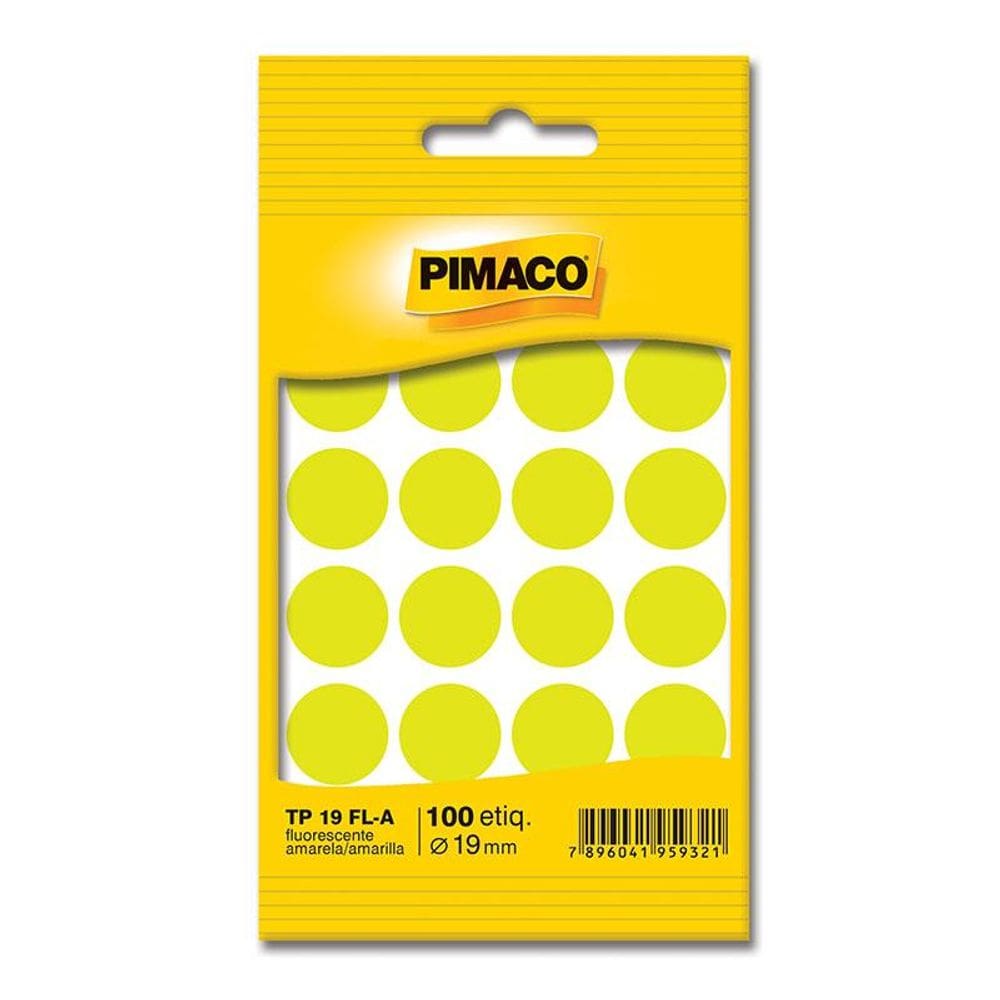 Etiqueta adesiva TP19FL amarelo fluorescente Pimaco