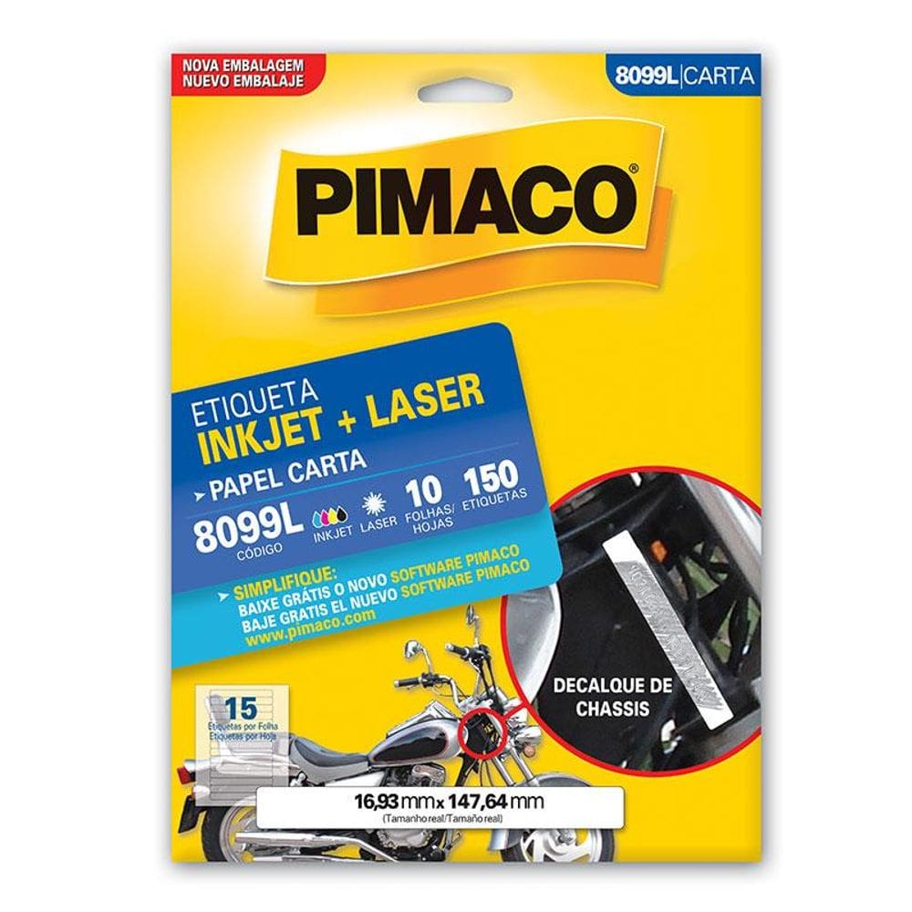 Etiqueta inkjet/laser carta 8099L c/ 10 fls Pimaco