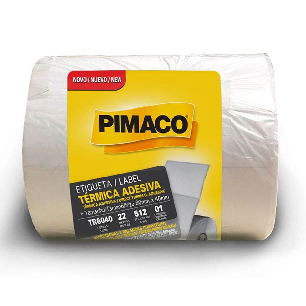 Etiqueta adesiva térmica TR6040 Pct 4 rolos Pimaco