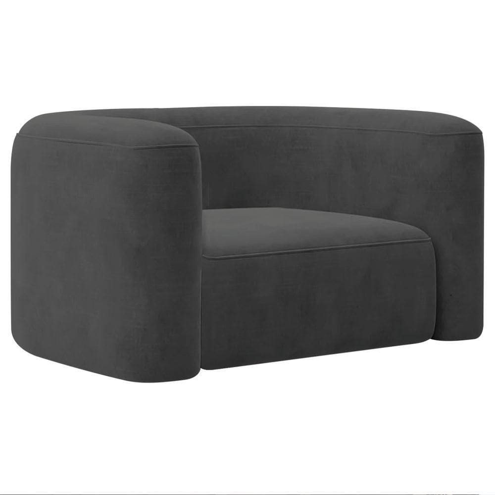 Poltrona Decorativa Sala De Estar Recepção Melina Linho - Doce Sonho Moveis Cinza Escuro