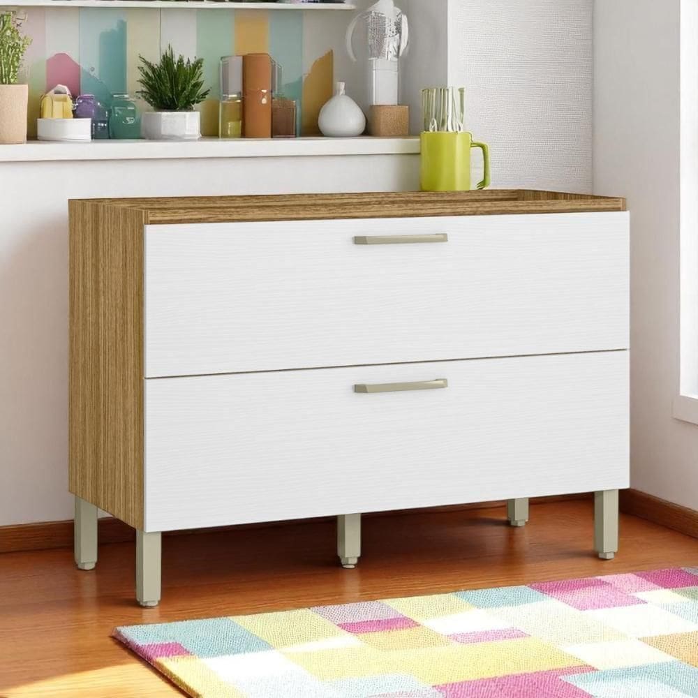 Balcão 1 Basculante C/ Gaveteiro 120 Cm Ametista Freijó Supremo