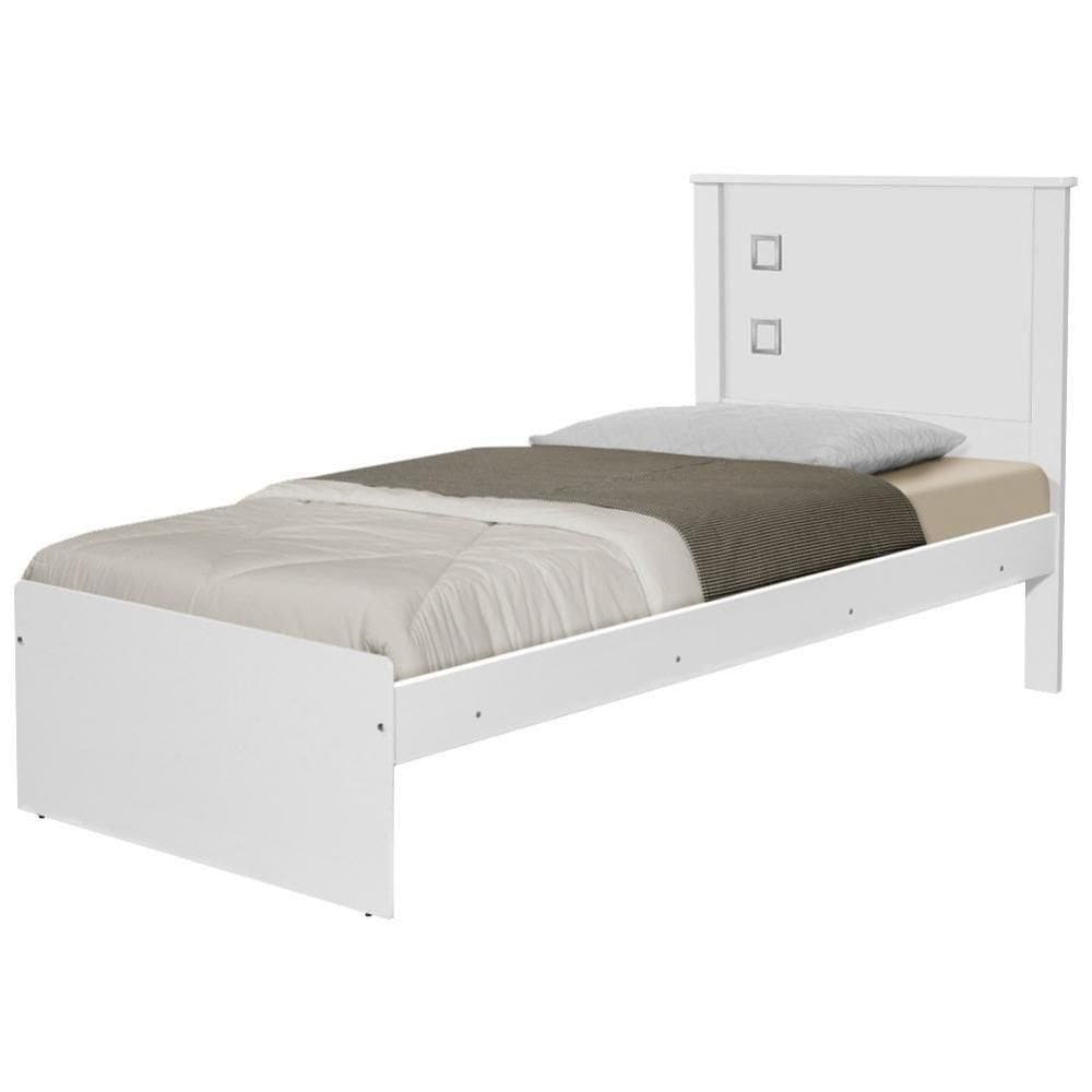 Cama Solteiro Barcelona Branco Com Colchão