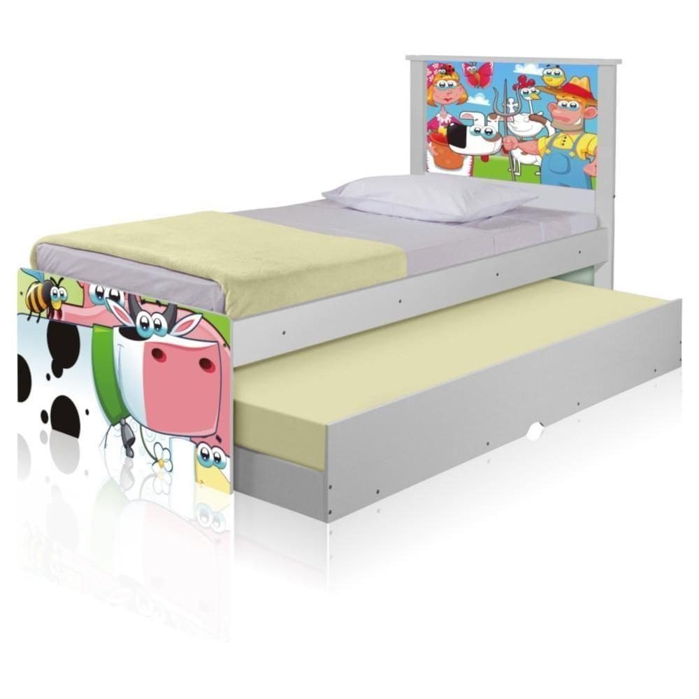 Bicama Juvenil Adesivada Fazendinha Feliz Com Colchões