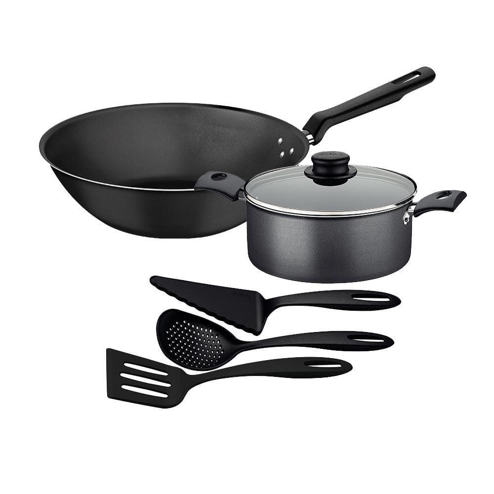 Caçarola Turim Alumínio grafite Antiaderente 2,0l + Wok Loreto 3,6l + Utensílios Ability - Tramontina