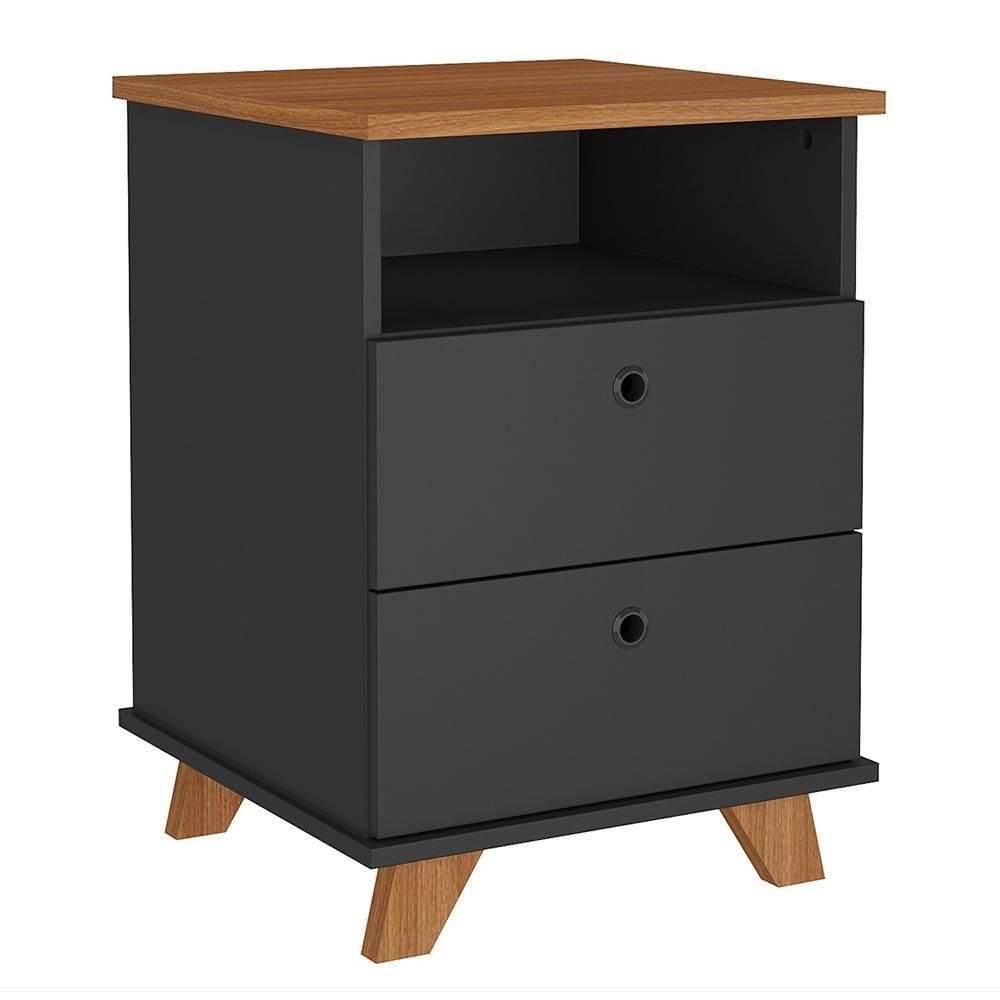 Gaveteiro Para Escritório Home Office 2 Gavetas Diem A02 Freijó Preto - Lyam Decor