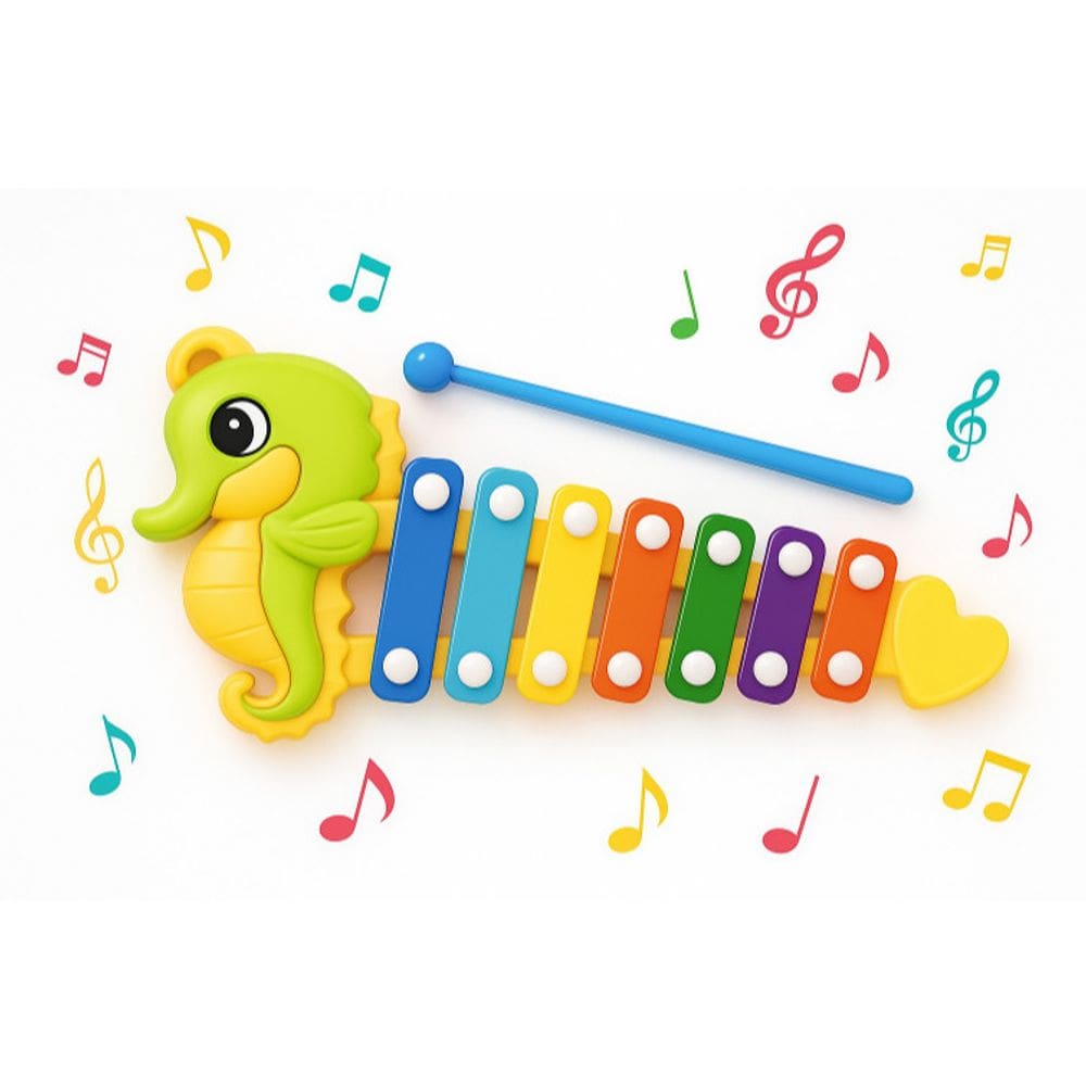 Xilofone Marinho Musical Brinquedo Educativo Com Baqueta Infantil