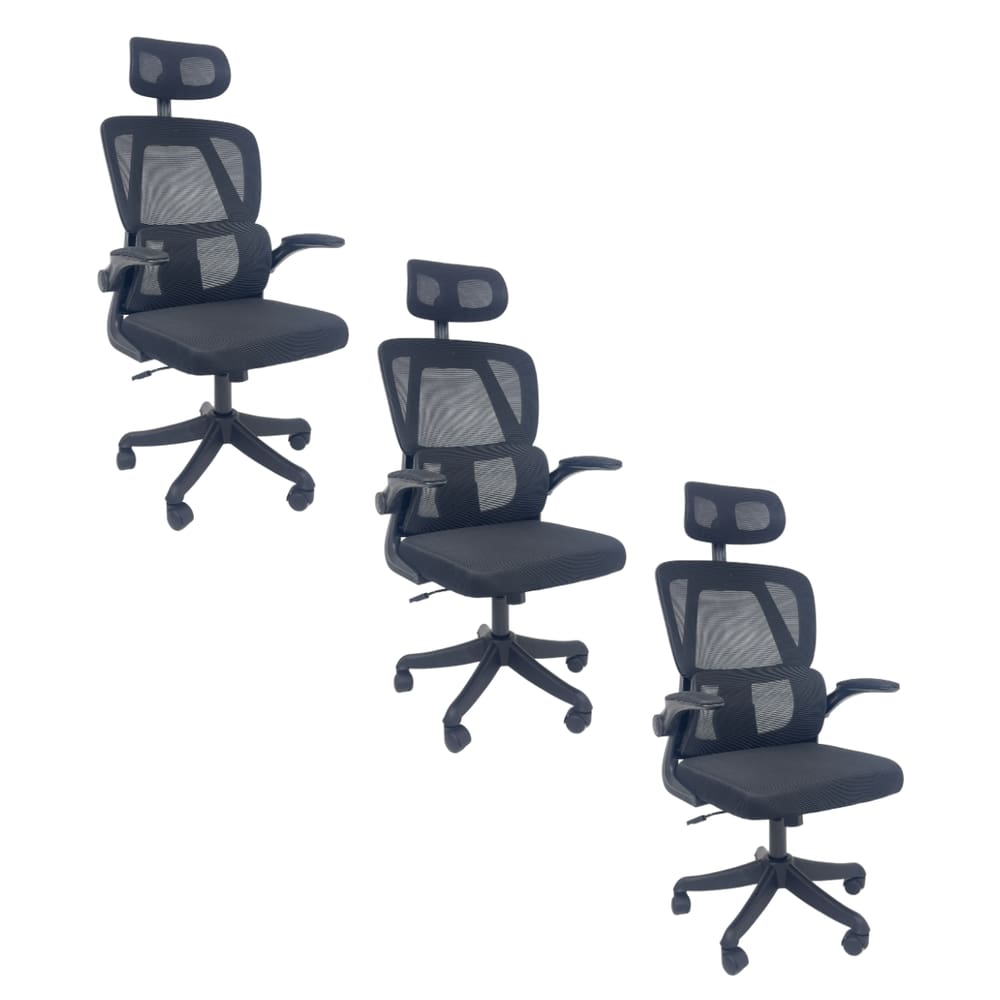 Kit 3 Cadeiras de Escritório Presidente Executiva Oficial Legacy Preto