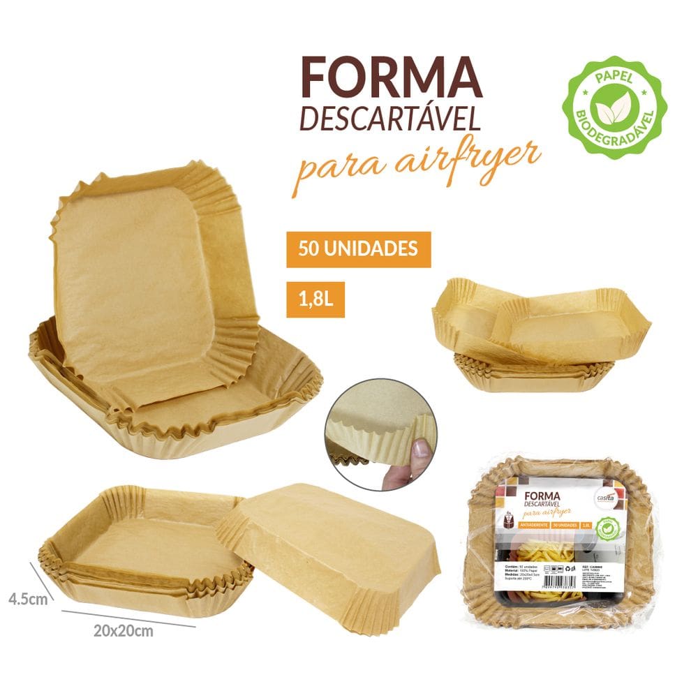 Kit 500 Formas Papel P/ Airfryer Forro Antiaderente Quadrada