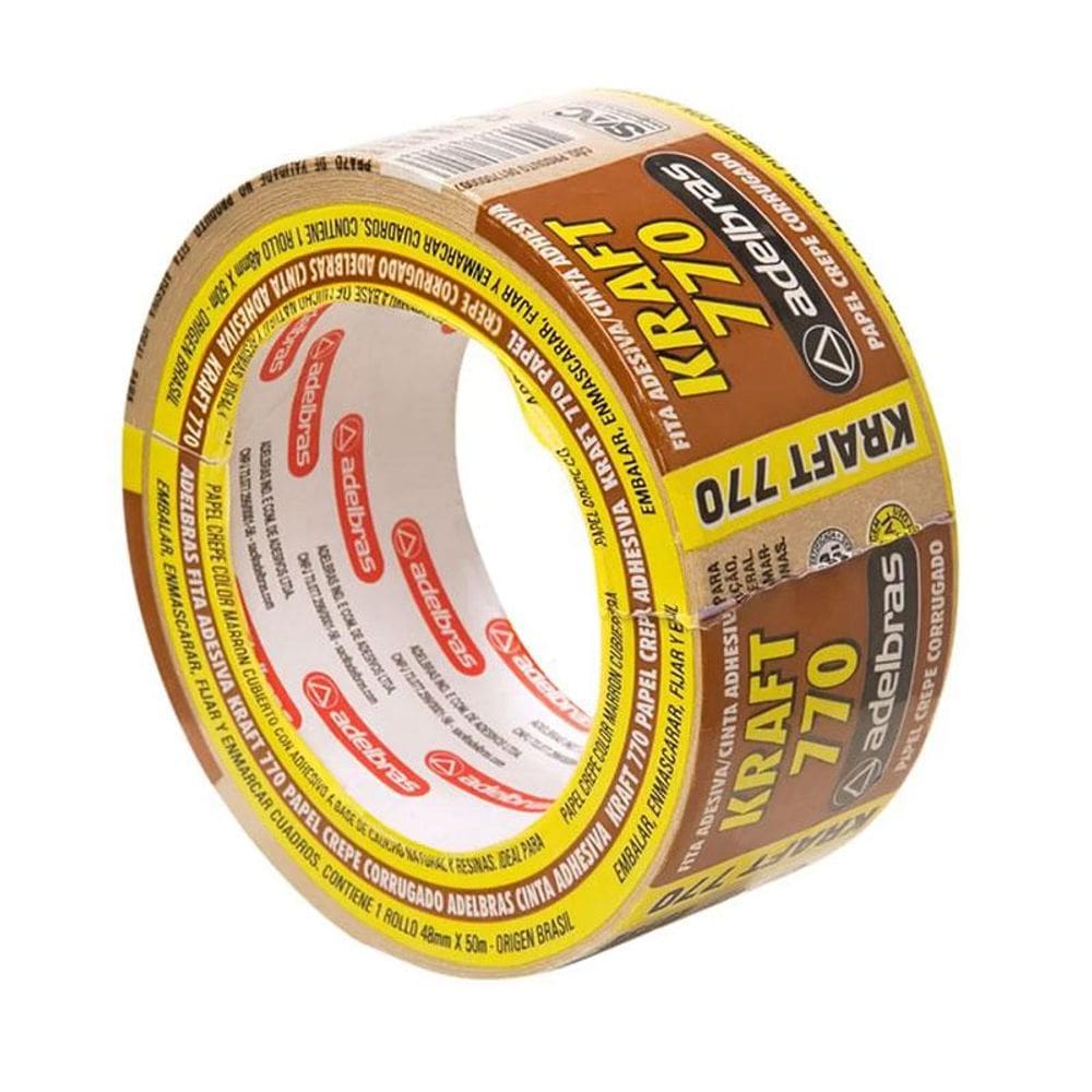Fita crepe Kraft corrugada 48mm x 50m 770 Adelbras