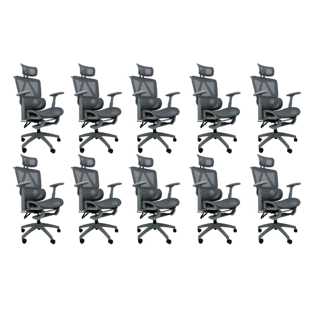 Kit 10 Cadeiras de Escritório Presidente Executiva Oficial Titan Cinza