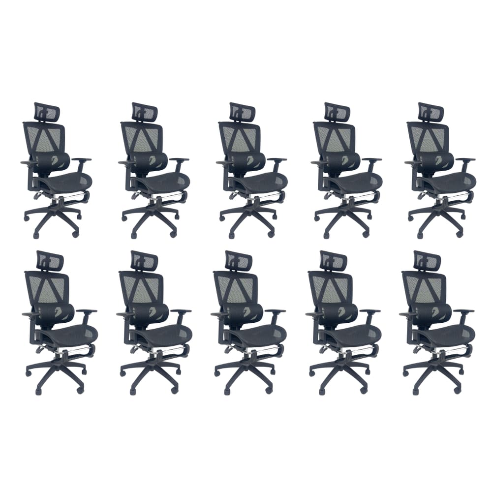 Kit 10 Cadeiras de Escritório Presidente Executiva Oficial Titan Preto
