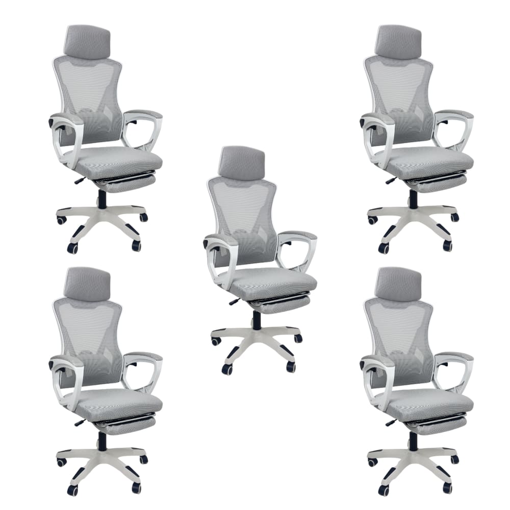 Kit 5 Cadeiras de Escritório Presidente Executiva Oficial Supreme Cinza