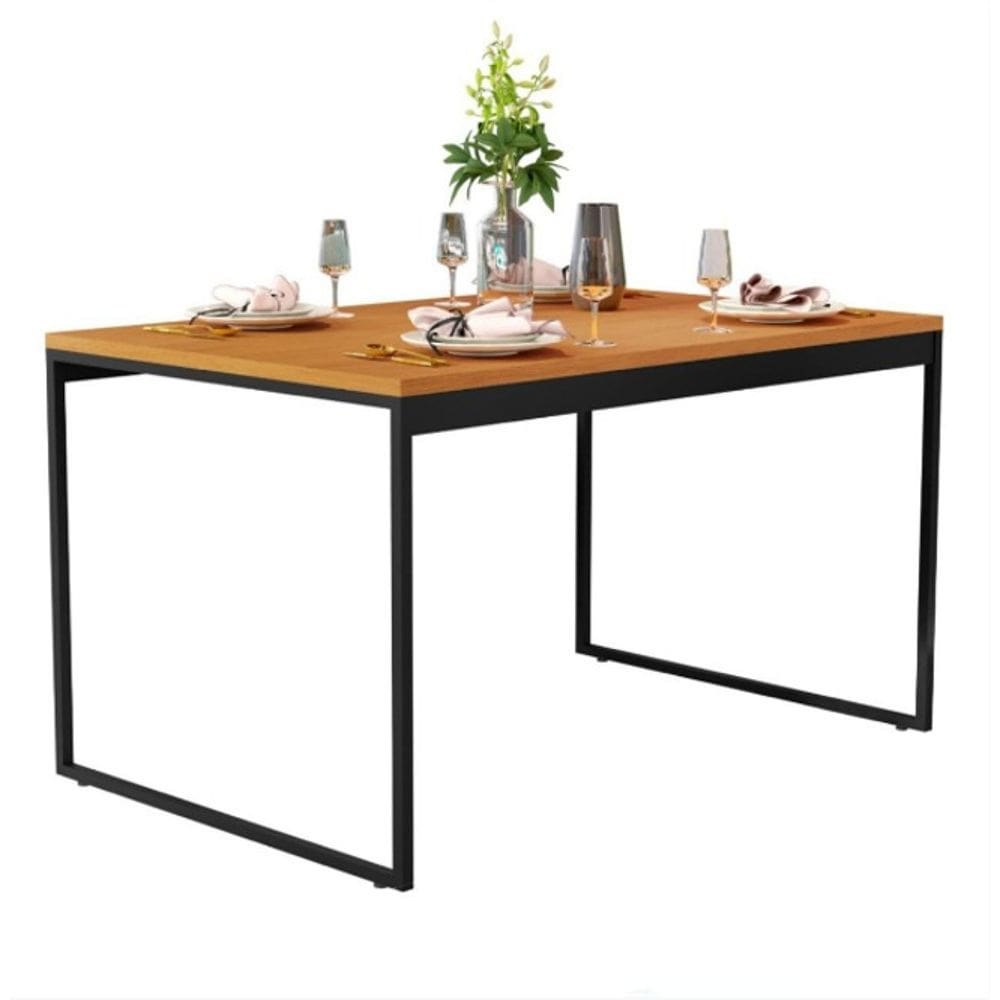 Mesa Industrial Freijó 1,20m x 0,80m Estrutura de Metal Tampo MDF