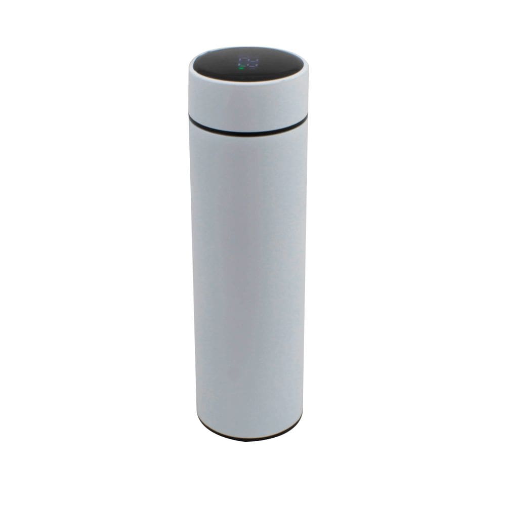 Garrafa Térmica Em Aço Inox Com Termômetro Led Digital 360ml Branco