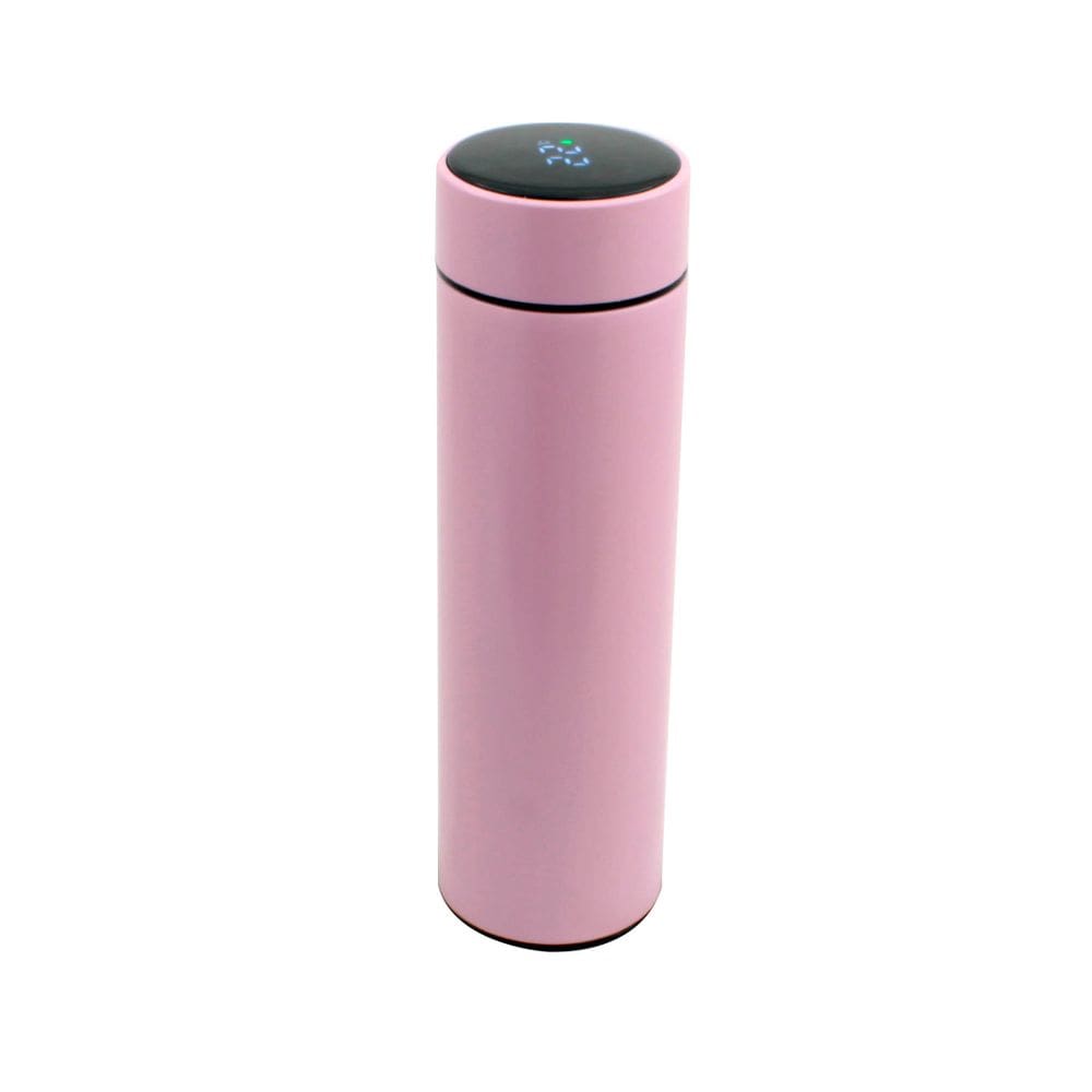 Garrafa Térmica Em Aço Inox Com Termômetro Led Digital 360ml Rosa