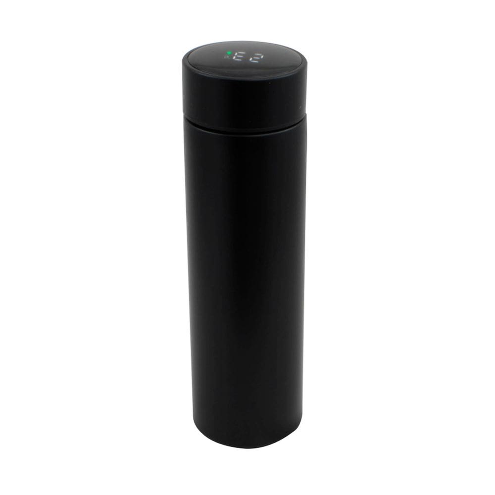 Garrafa Térmica Em Aço Inox Com Termômetro Led Digital 360ml Preto