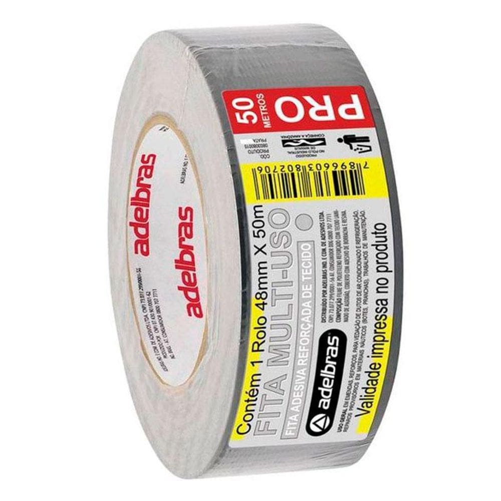 Fita adesiva prata multiuso Silver Tape 48mmx50m Adelbras
