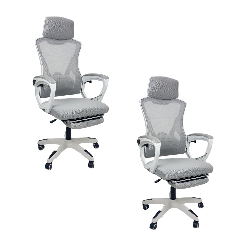 Kit 2 Cadeiras de Escritório Presidente Executiva Oficial Supreme Cinza