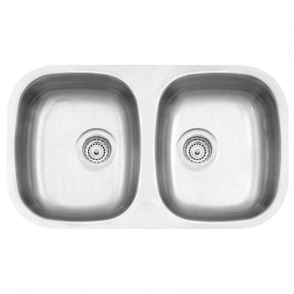 Cuba De Embutir Tramontina Isis 2c 34 Bl Em Aço Inox Acabamento Escovado Com Escape 77x45cm