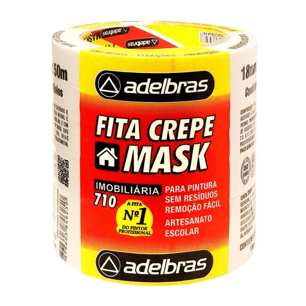 Fita crepe 18mmx50m Mask 710 com 6 rolos - Adelbras