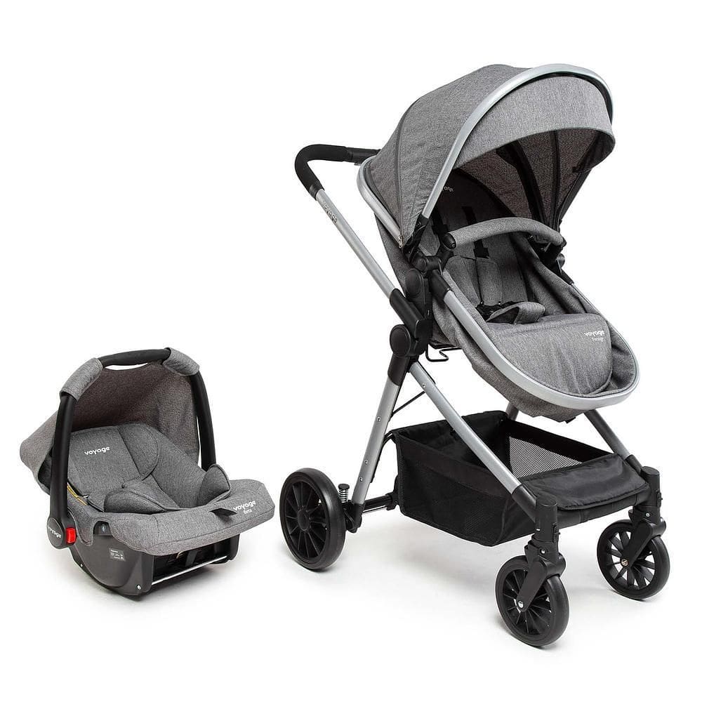 Carrinho com Bebê Conforto Travel System Prestige Duo Cinza Melange - Voyage