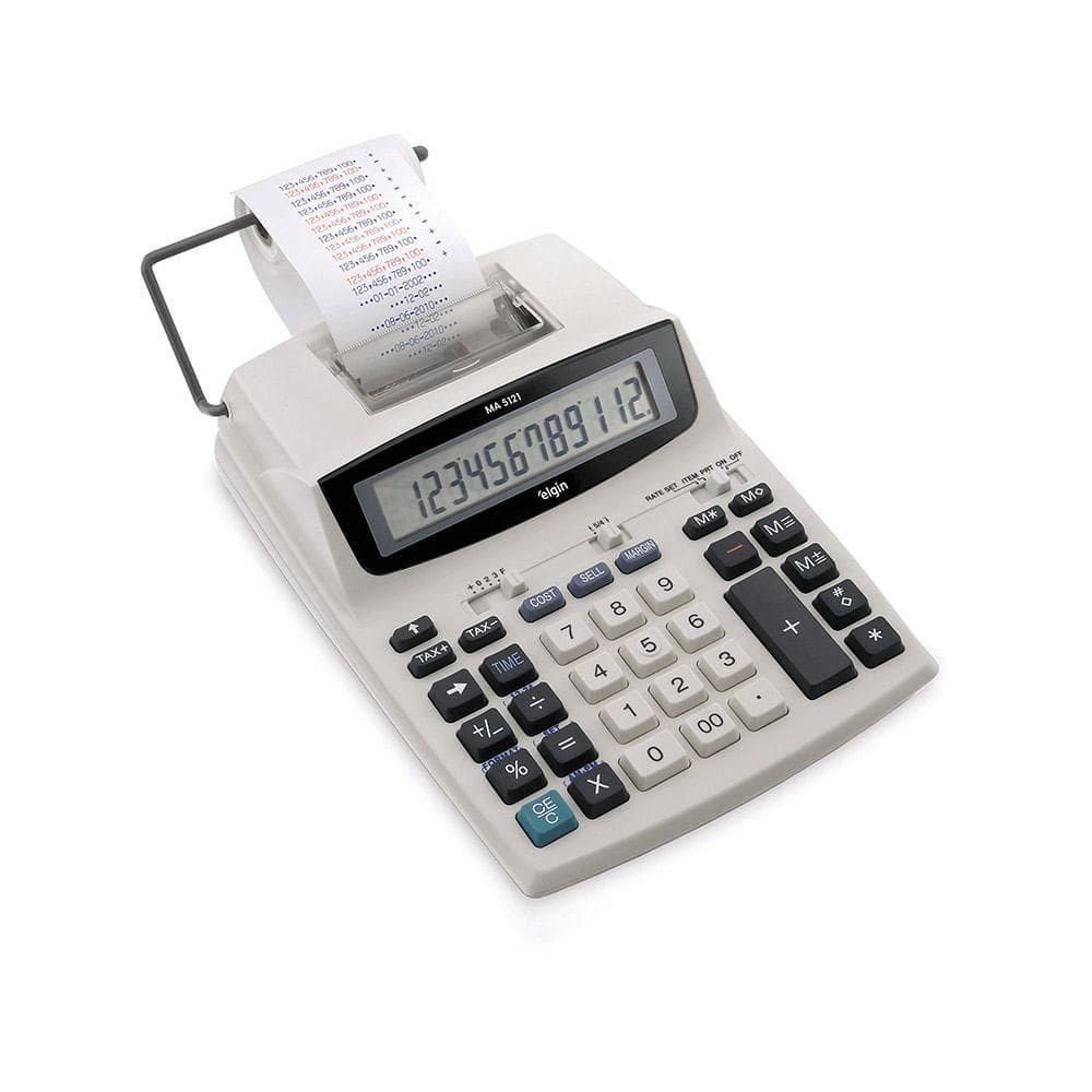 Calculadora Com Impressão Bicolor 5121 12 Digitos Visor LCD Alimentação Por Pilhas Ou Fonte