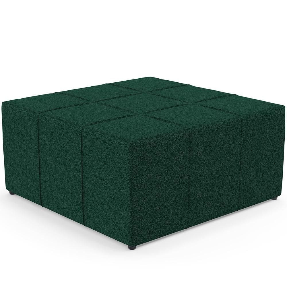 Puff Decorativo Para Sala De Estar Quadrado Milano 90x90cm W01 Bouclê Verde - Lyam Decor
