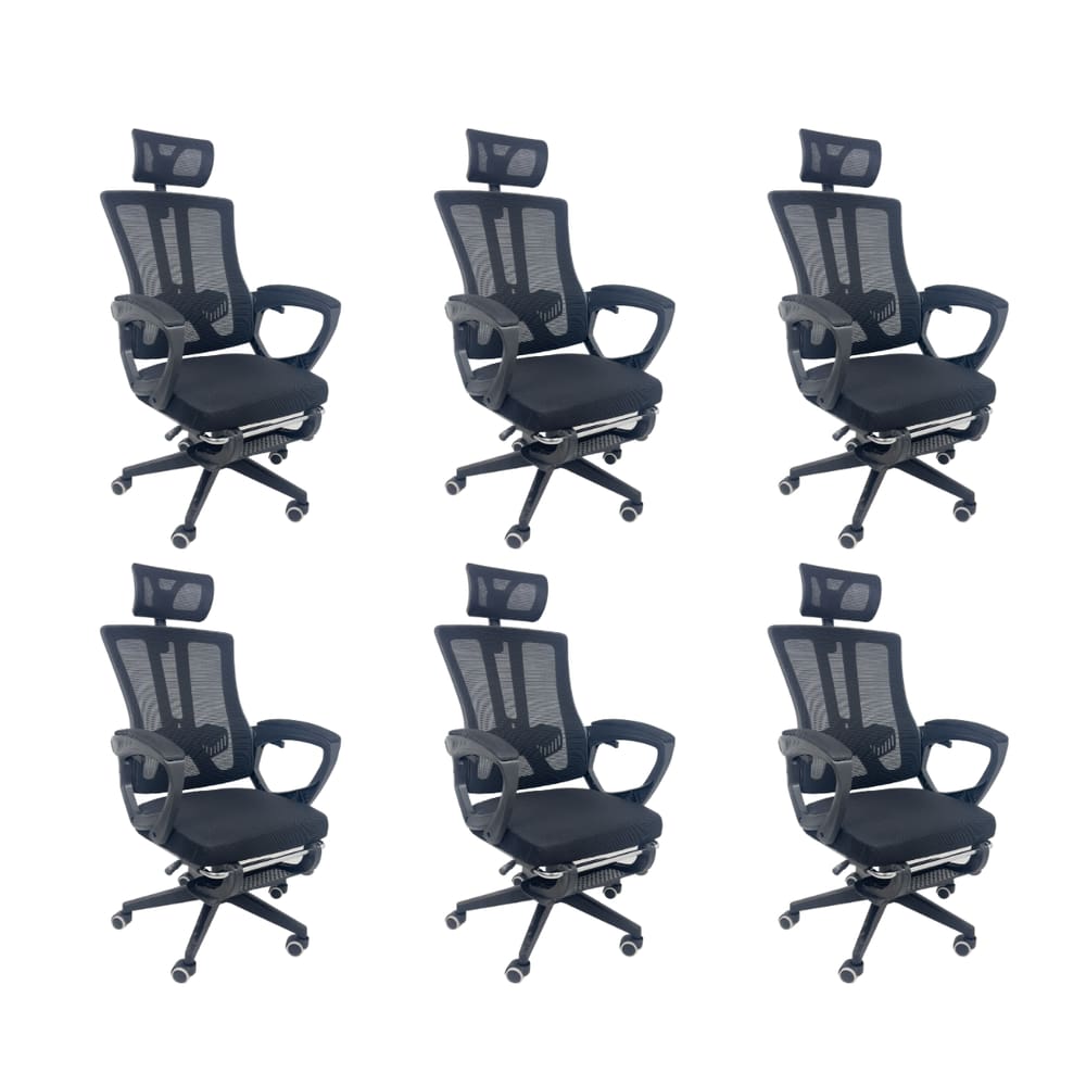 Kit 6 Cadeiras de Escritório Presidente Executiva Oficial Paris Preto