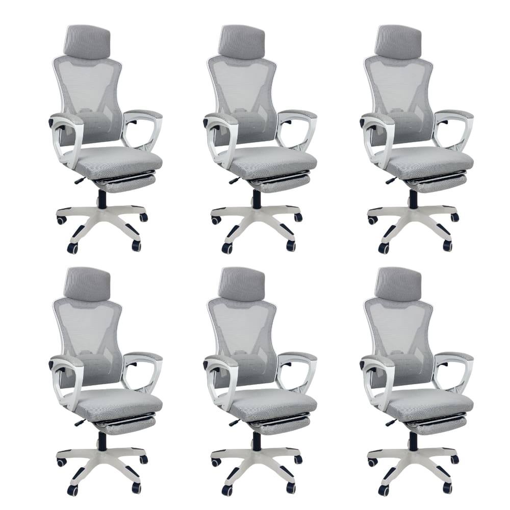 Kit 6 Cadeiras de Escritório Presidente Executiva Oficial Supreme Cinza