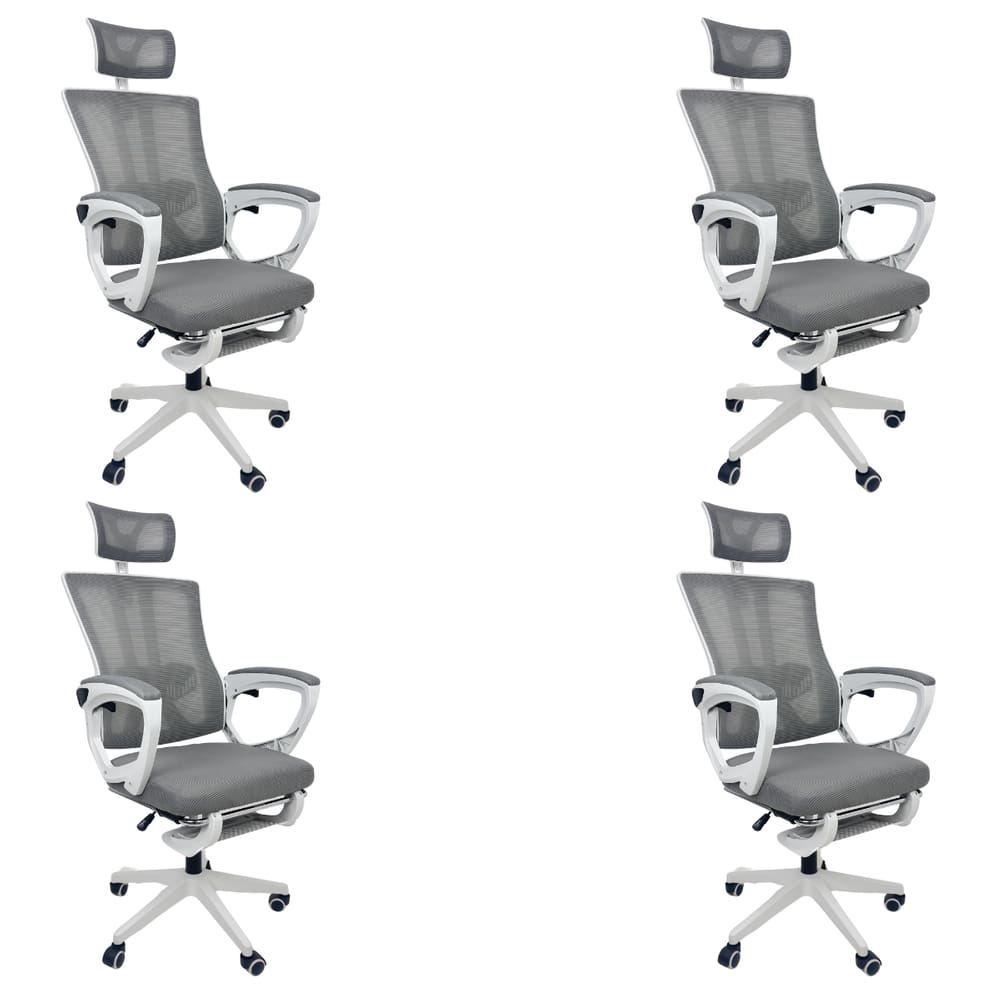 Kit 4 Cadeiras de Escritório Presidente Executiva Oficial Paris Cinza