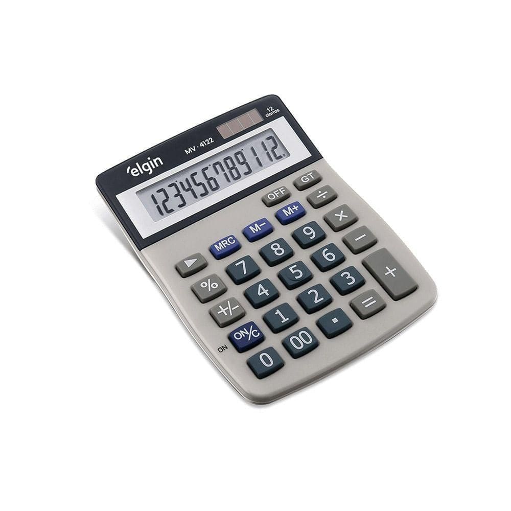 Calculadora De Mesa 4122 12 Digitos LCD Funções Avançadas Alimentação Por Bateria Ou Energia Solar