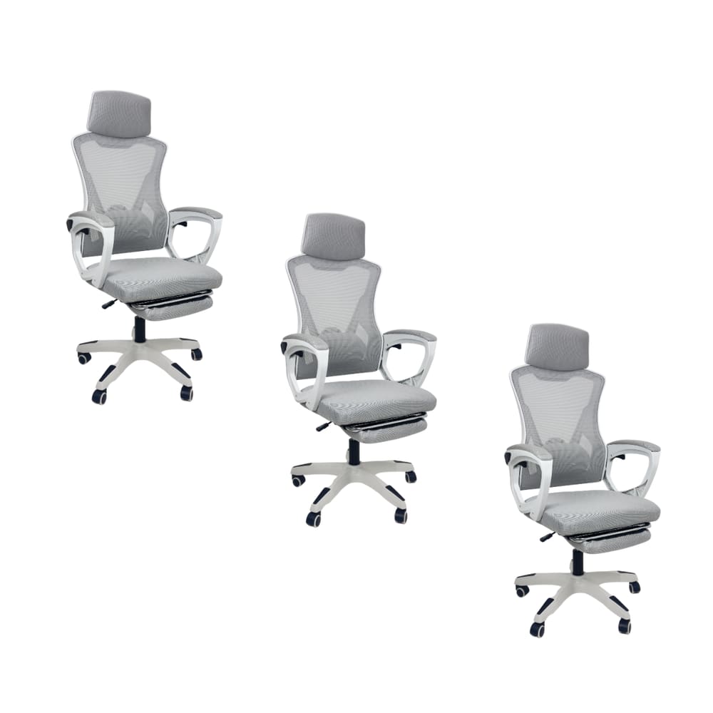 Kit 3 Cadeiras de Escritório Presidente Executiva Oficial Supreme Cinza