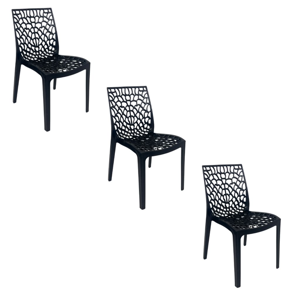 Kit 3 Cadeiras de Jantar Oficial Gruvyer Preto