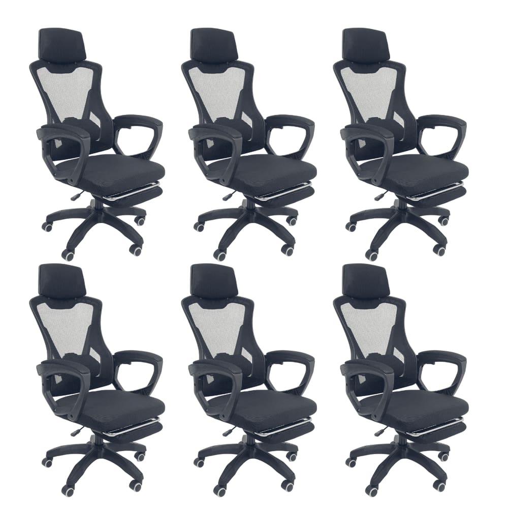 Kit 6 Cadeiras de Escritório Presidente Executiva Oficial Supreme Preto