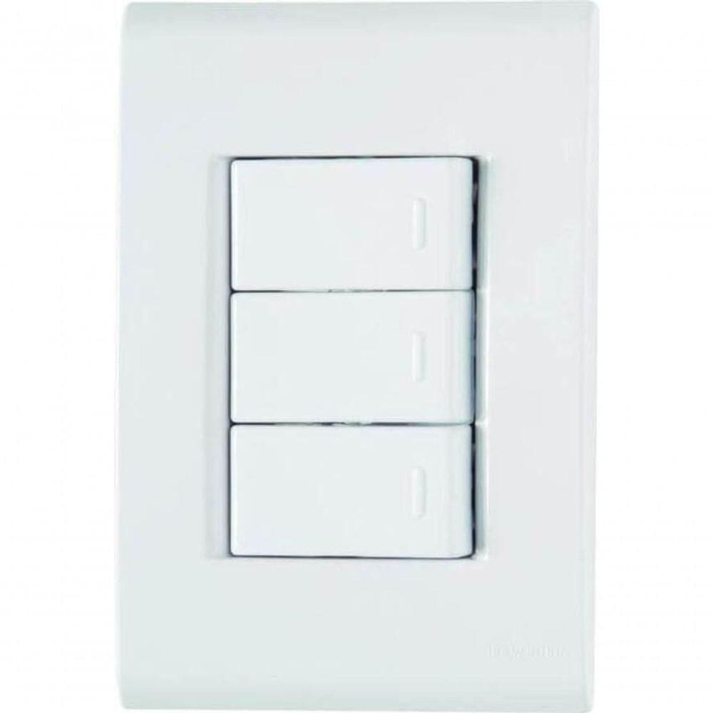 Conjunto 4x2 3 Interruptores Simples Tramontina Liz 10 A 250 V Branco