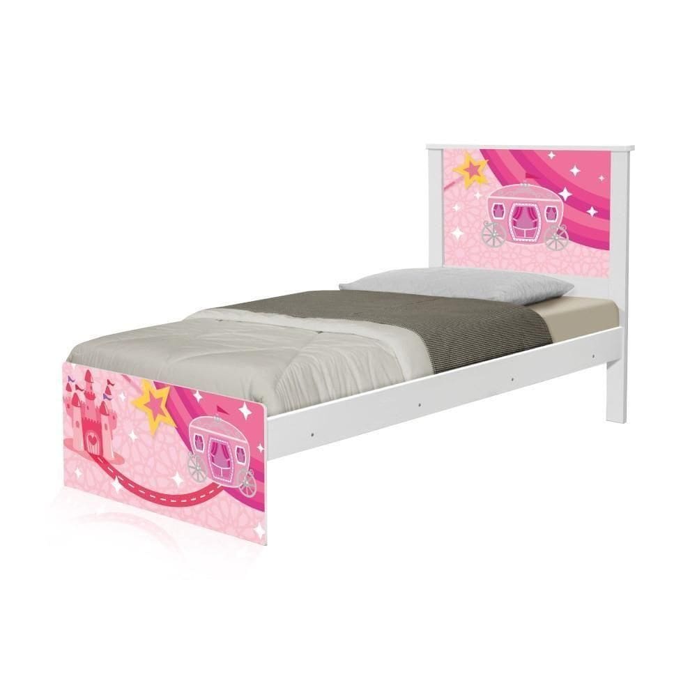 Cama Solteiro Adesivada Carruagem Castelo Com Colchão