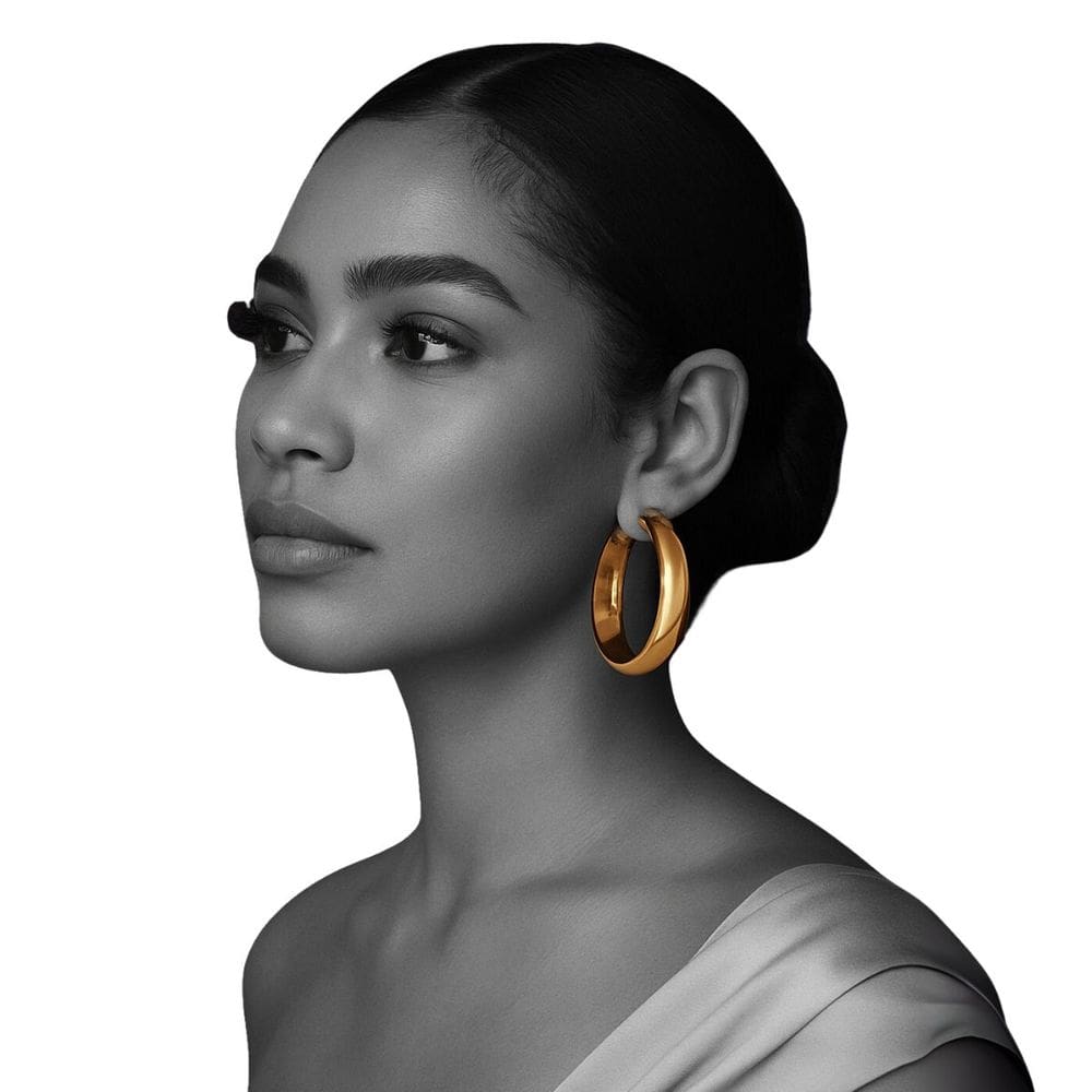 Brinco Argola Feminina Larga em Dourado e Prateado Luxo