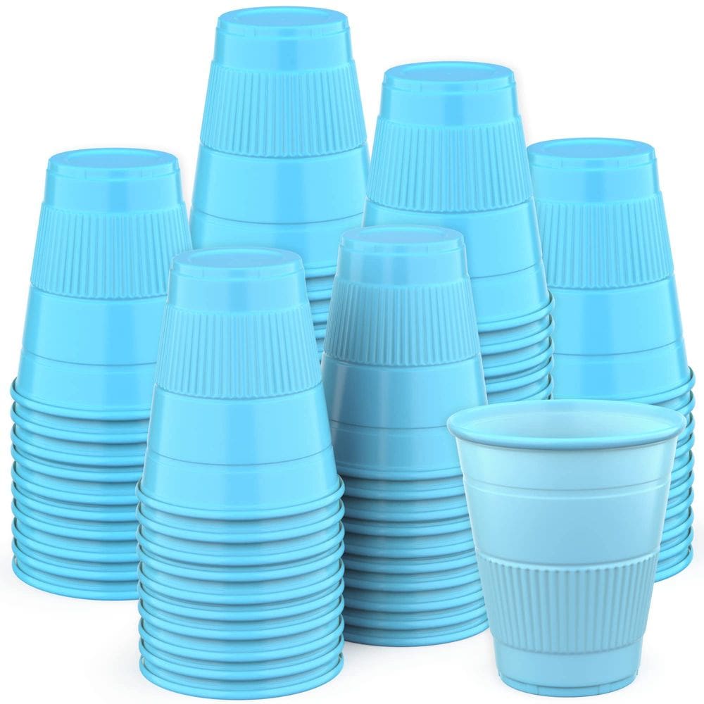 Copos dentários descartáveis Pruvade 150mL, pacote com 1000 unidades, plástico azul