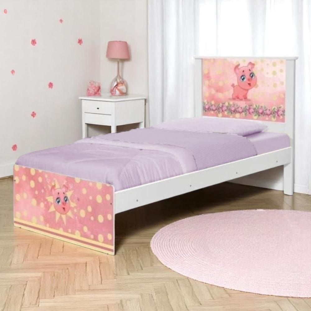 Cama Solteiro Com Cabeceira Barcelona Pig