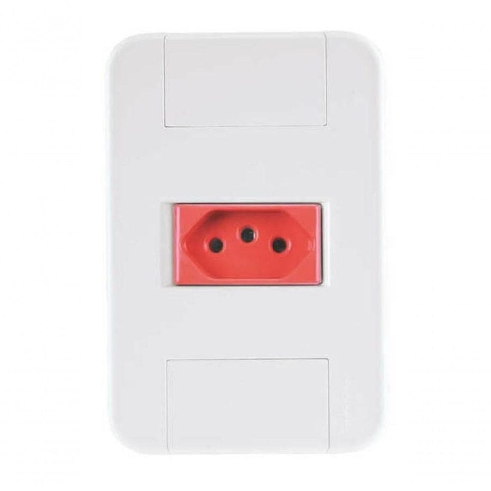 Conjunto 4x2 1 Tomada 2p+t 20 A 250 V Tramontina Tablet Branco E Vermelho